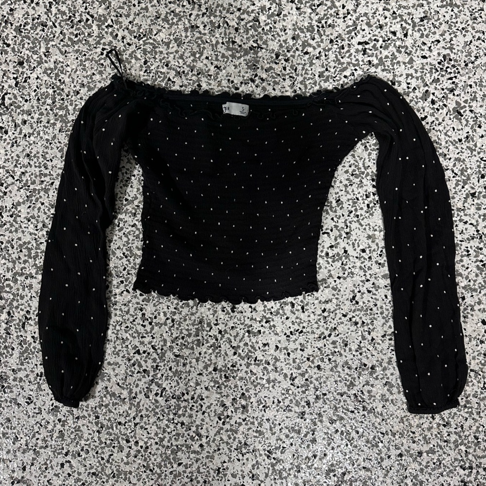 Black off the shoulder shirt